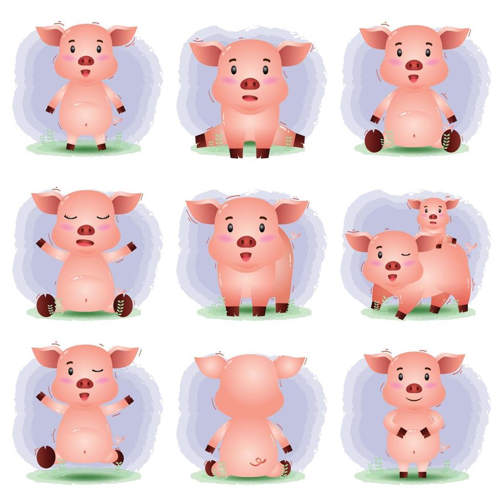 süße Schweinekollektion im Kinderstil vektor