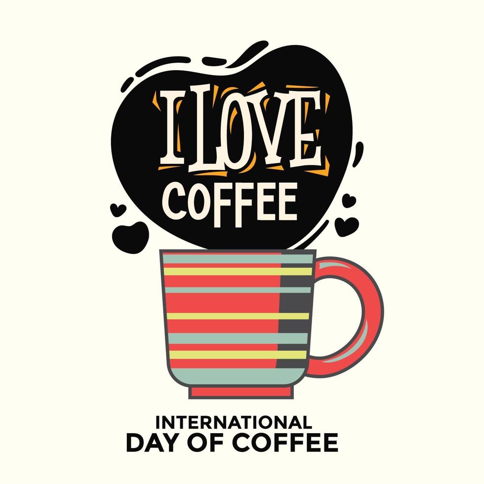 internationaler Tag der Kaffee-Grußkarte vektor