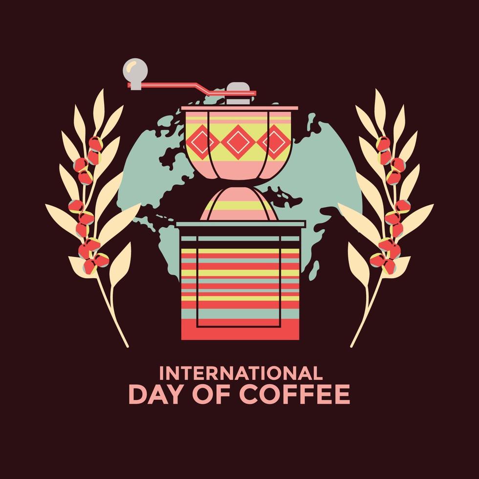 internationaler Tag der Kaffee-Grußkarte vektor