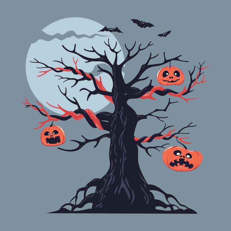 Illustration eines nackten gruseligen gruseligen Halloween-Baumes vektor