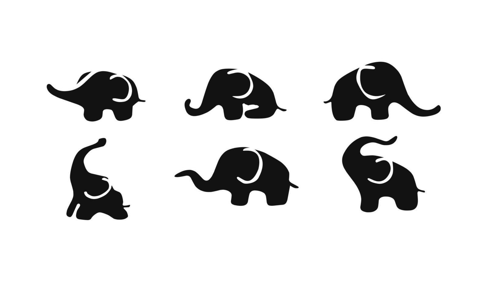 samling av elefant silhuetter vektorillustration vektor