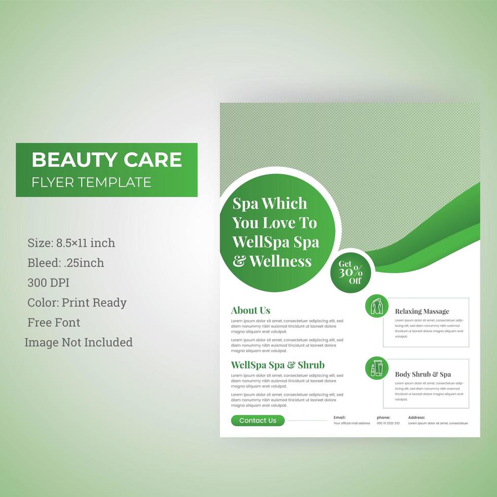 Beauty Care Spa Services Werbeflyer Vorlage vektor