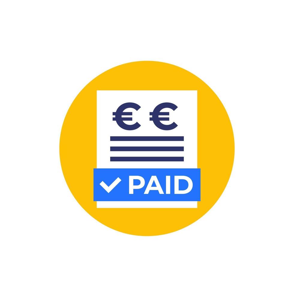 Symbol für bezahlte Rechnungen mit Euro vektor
