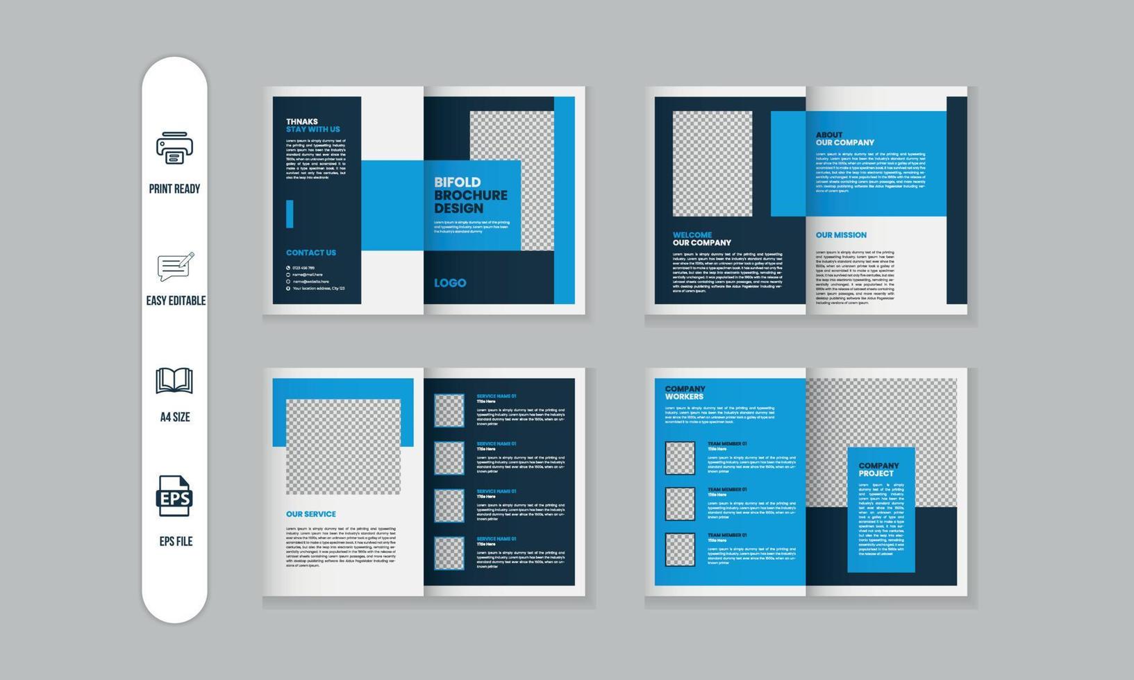 8 sidor företags- modern broschyr och företag profil, tidskrift, portfölj mall design vektor