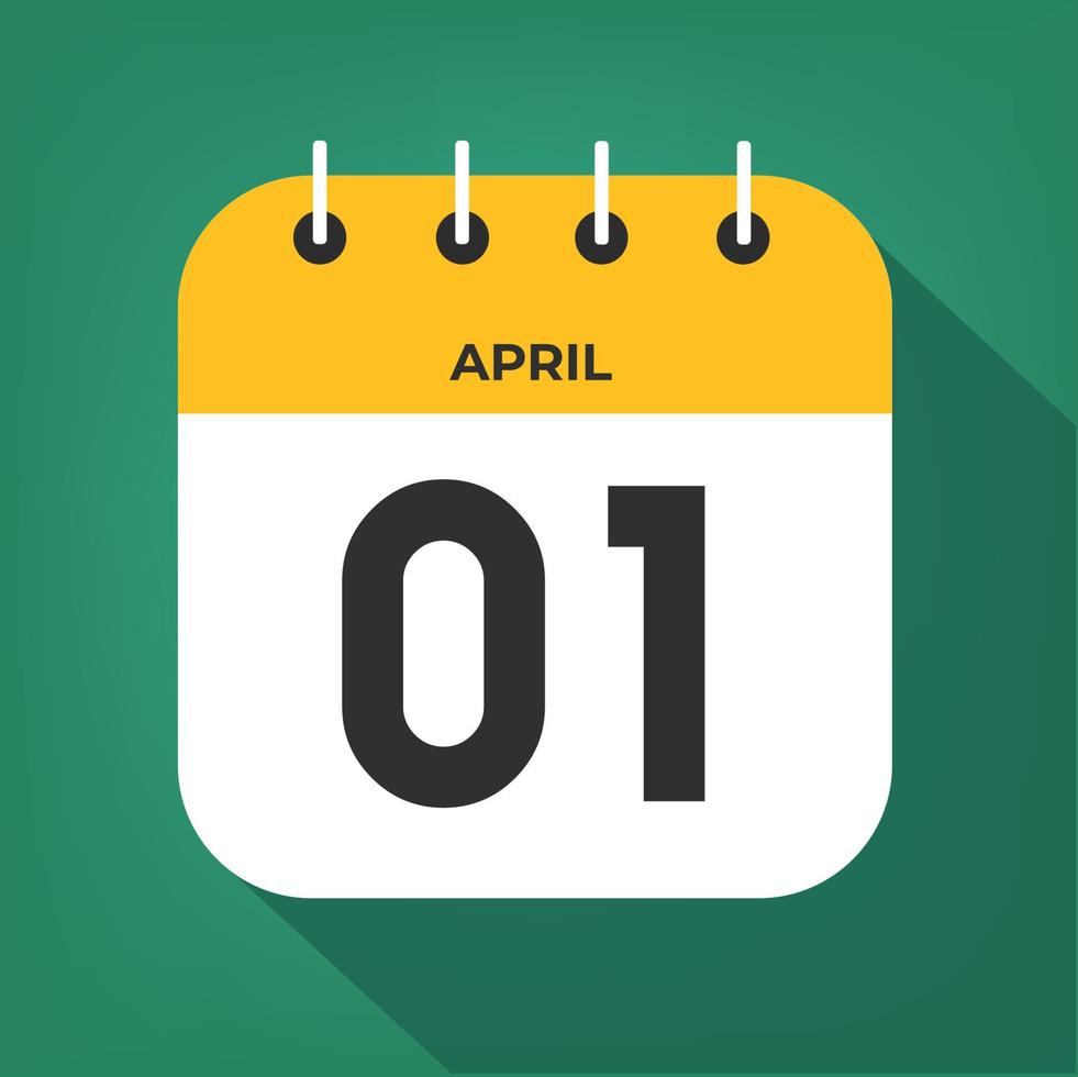 april dag 1. siffra ett på en vit papper med gul Färg gräns på en grön bakgrund vektor. vektor