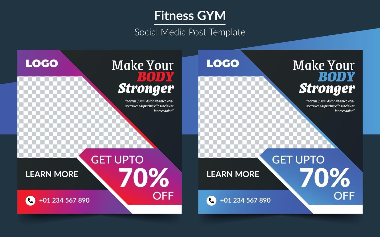 Fitness-Studio Quadrat Banner Poster, Social Media Post Werbebanner vektor