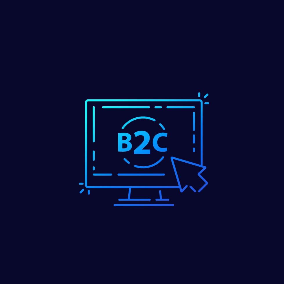 b2c, koncept från företag till konsument, linjärt vektor