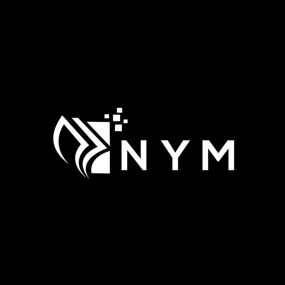 Nym Anerkennung Reparatur Buchhaltung Logo Design auf schwarz Hintergrund. Nym kreativ Initialen Wachstum Graph Brief Logo Konzept. Nym Geschäft Finanzen Logo Design. vektor