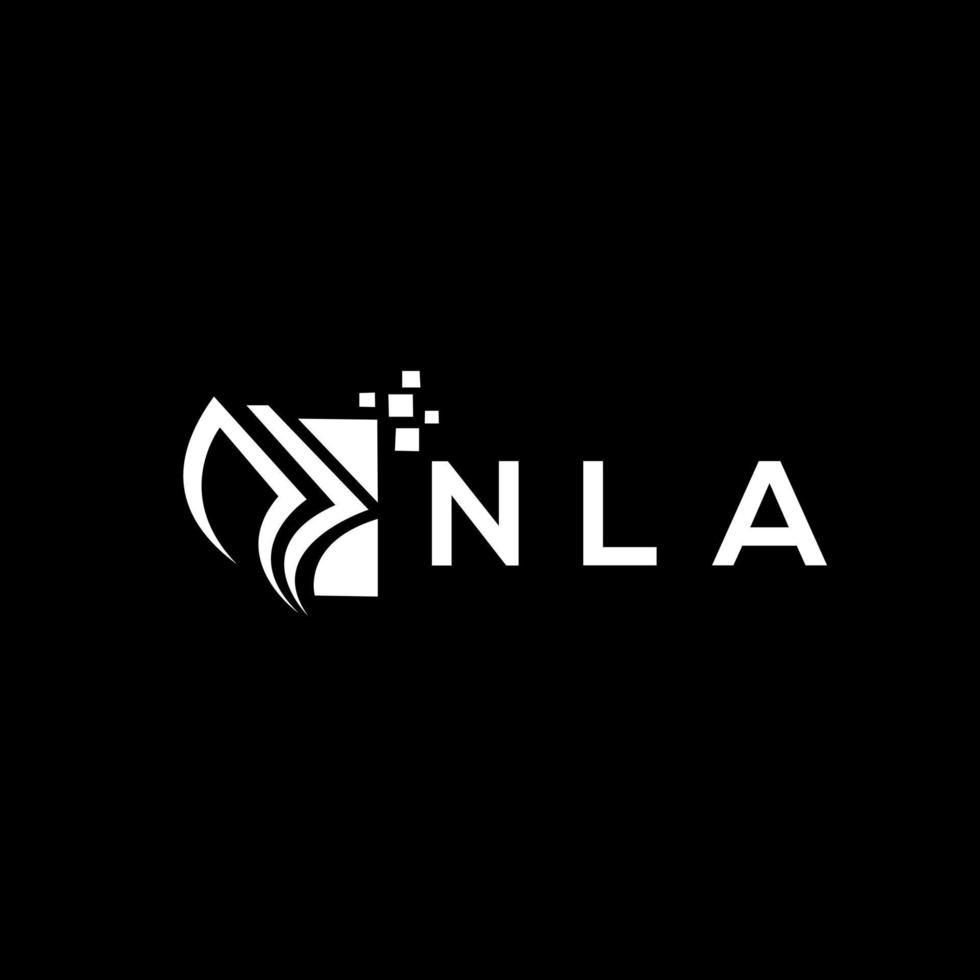 nla företag finansiera logotyp design.nla kreditera reparera bokföring logotyp design på svart bakgrund. nla kreativ initialer tillväxt Graf brev vektor