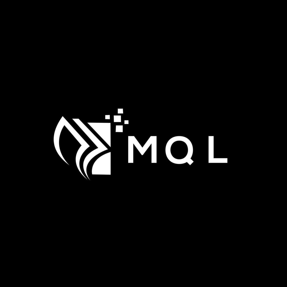 mql Anerkennung Reparatur Buchhaltung Logo Design auf schwarz Hintergrund. mql kreativ Initialen Wachstum Graph Brief Logo Konzept. mql Geschäft Finanzen Logo Design. vektor