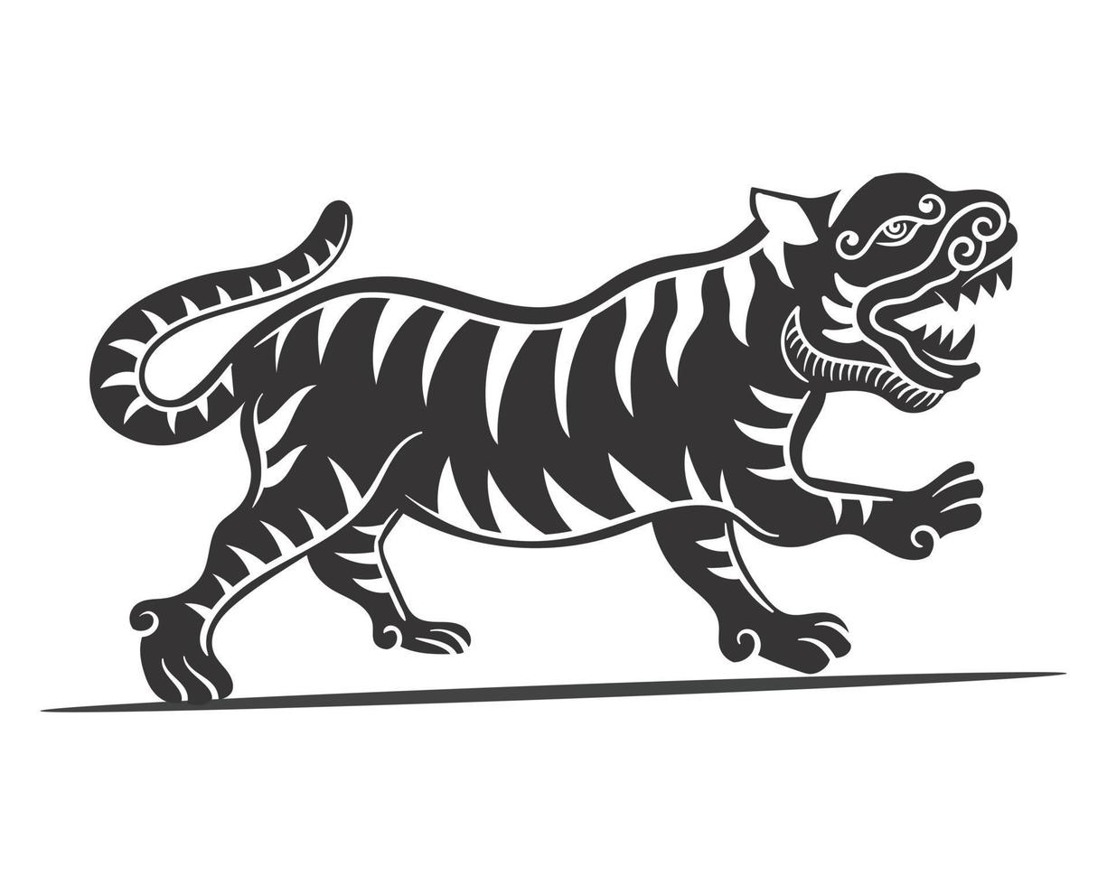 vektor tiger djur- silhuett