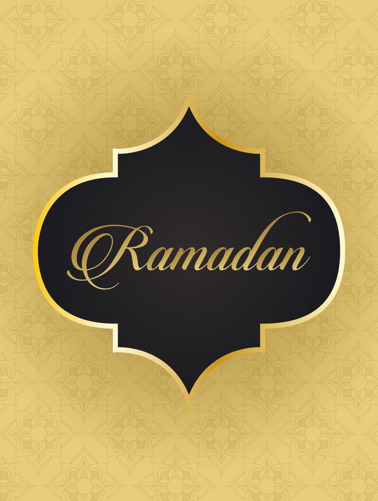 Ramadan Kareem Schriftzug mit goldener Rahmendekoration vektor