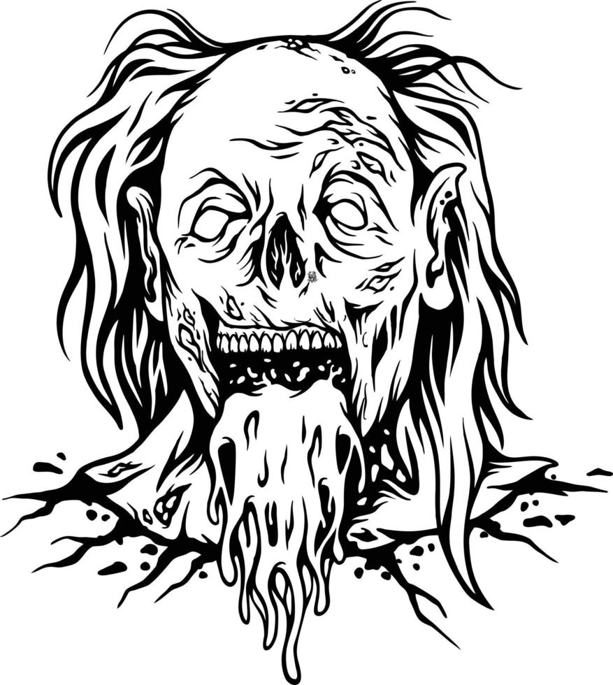 Zombie Clown Kopf Karikatur Silhouette Vektor zum Ihre Arbeit Logo, Maskottchen Fan-Shop T-Shirt, Aufkleber und Etikette Entwürfe, Poster, Gruß Karten Werbung Geschäft Unternehmen Marken
