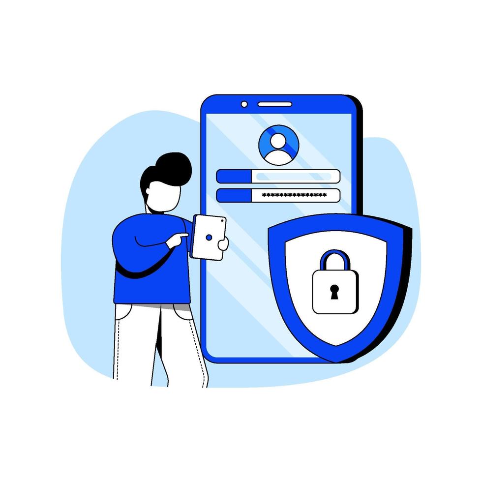 cybersäkerhet platt design koncept vektorillustration. dataskydd, internetsäkerhet, konfidentialitet. abstrakt metafor. kan användas för målsida, mobilapp, ui, affischer, banners vektor