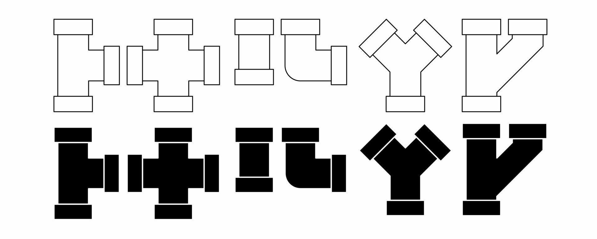 översikt silhuett rör VVS ikon uppsättning isolerat på vit bakgrund vektor