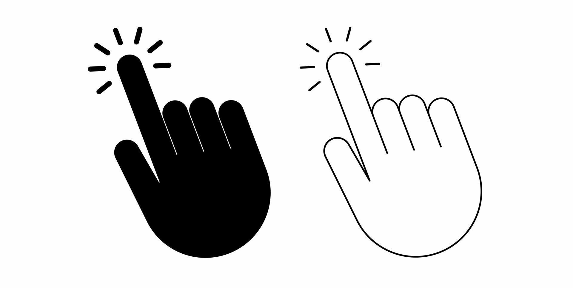 Gliederung Silhouette klicken Hand Symbol einstellen isoliert auf Weiß Hintergrund vektor