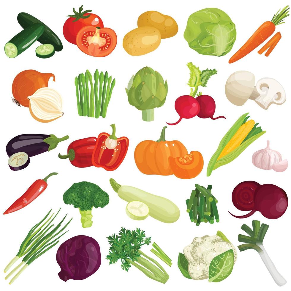 grönsaker tecknad uppsättning vektor
