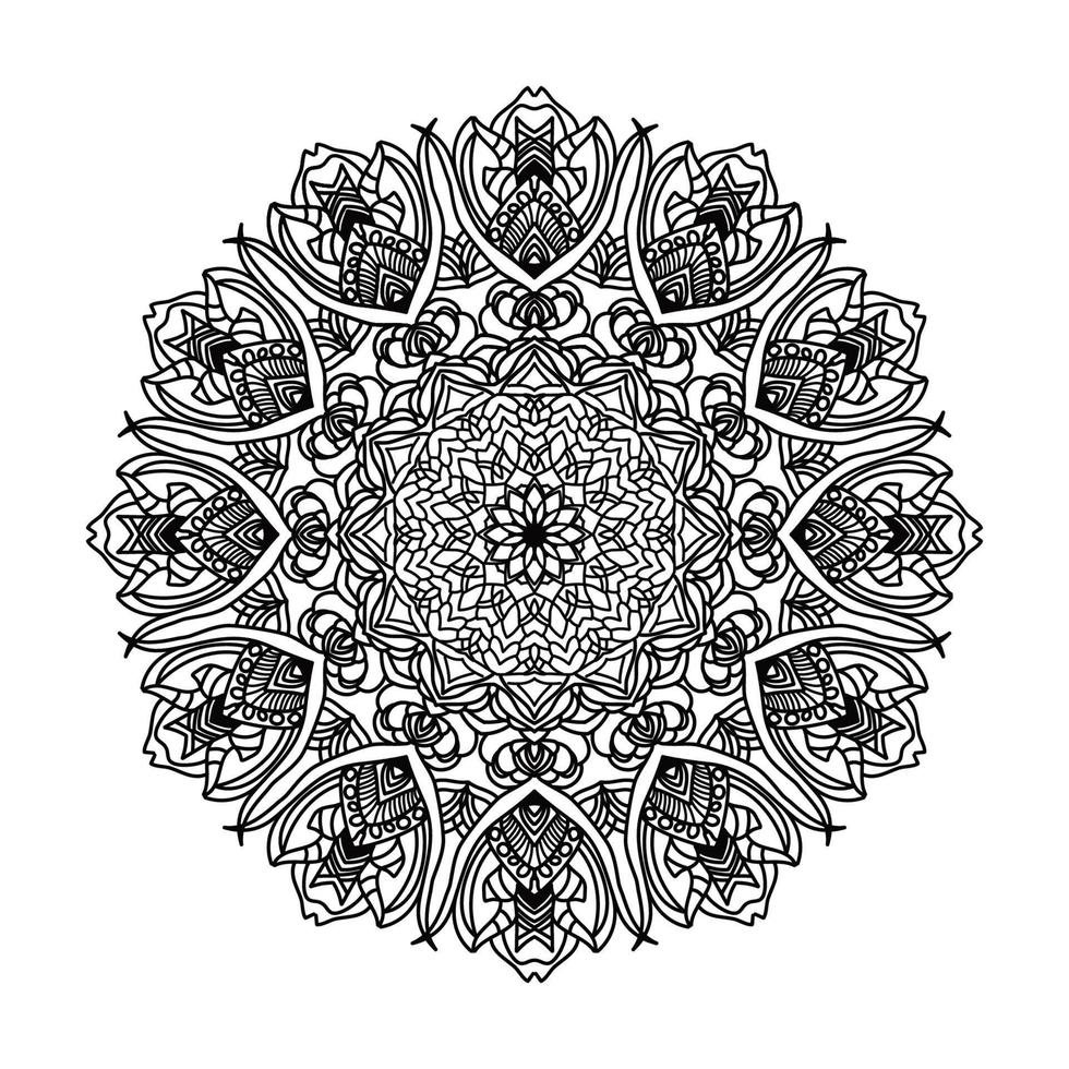 mandala färg bok. tapet design, bricka mönster, skjorta, hälsning kort, klistermärke, spets mönster och tatuering. dekoration för interiör design. vektor etnisk orientalisk cirkel prydnad. vit bakgrund