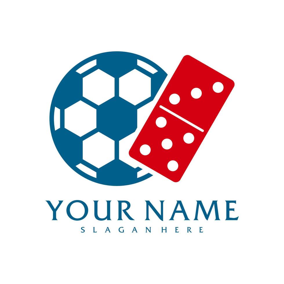 fotboll domino logotyp vektor mall, kreativ domino logotyp design begrepp