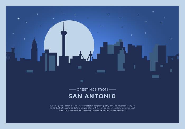 San Antonio Vykort Vector Illustration