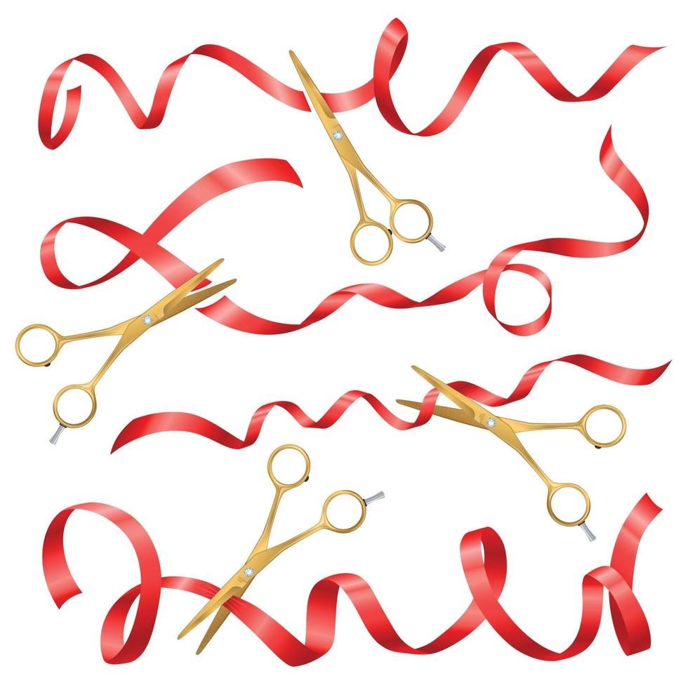 realistische Schere feierliches Eröffnungsset vektor