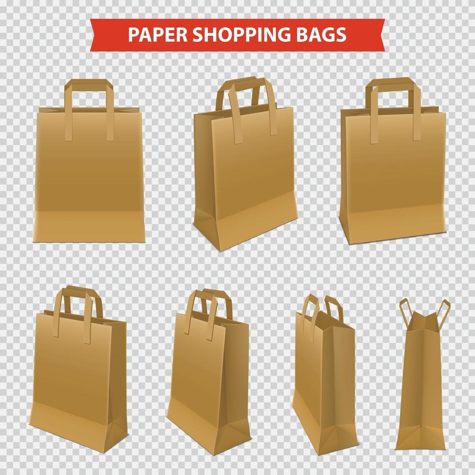 Einkaufstaschen aus Papier eingestellt vektor