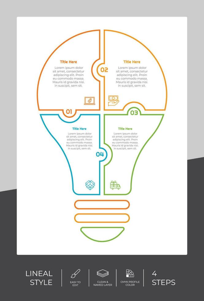 4 Schritte von Linie Infografik Vektor Design mit Kreis Objekt zum Marketing. Prozess Infografik können Sein benutzt zum Präsentation und Geschäft.