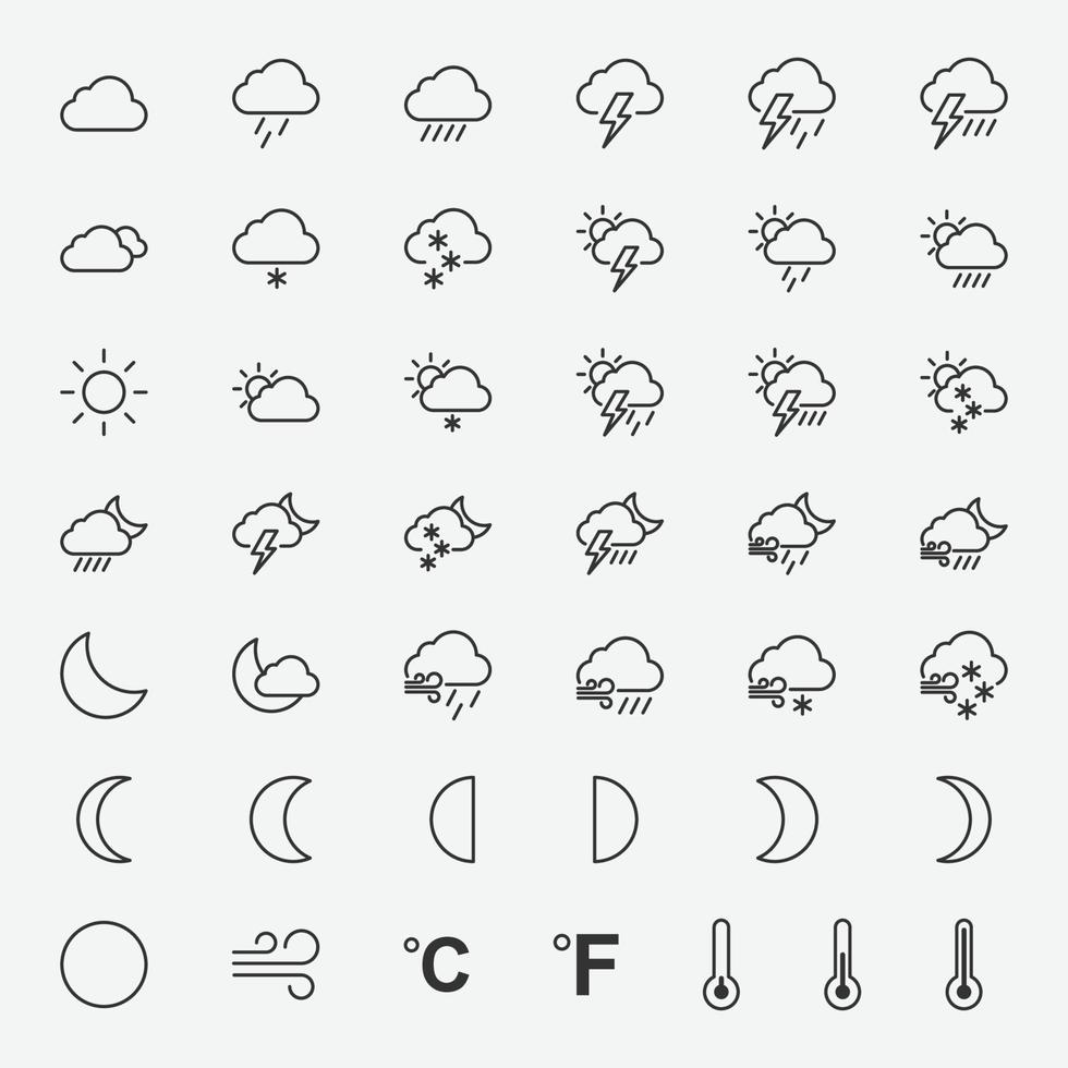 vektorillustration av väderikoner för grafik, webbplats och mobil design vektor