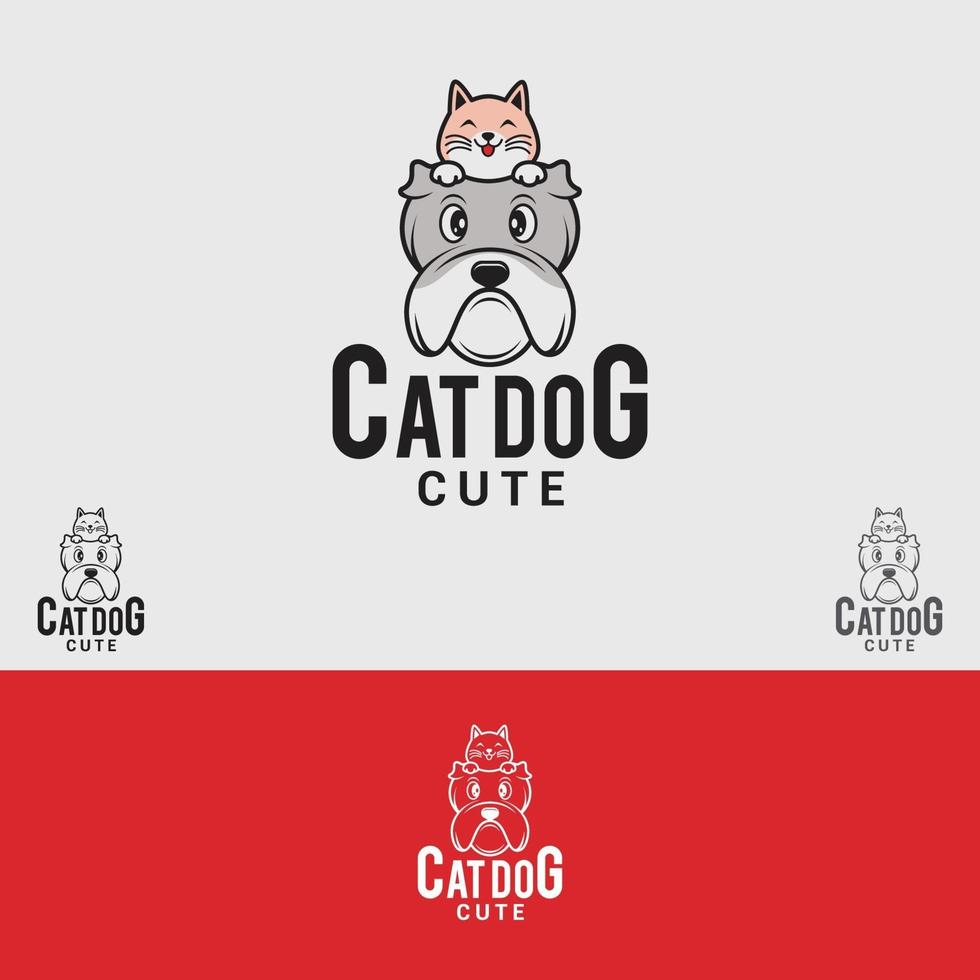 niedliche Katze und Hund Logo Design Vorlage vektor