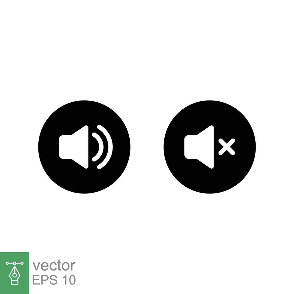 Lautsprecher, Audio- und Klang stumm Glyphe Symbol. einfach solide Stil zum Video Konferenz, Webinar und Video Plaudern. Vektor Illustration isoliert auf Weiß Hintergrund. eps 10.