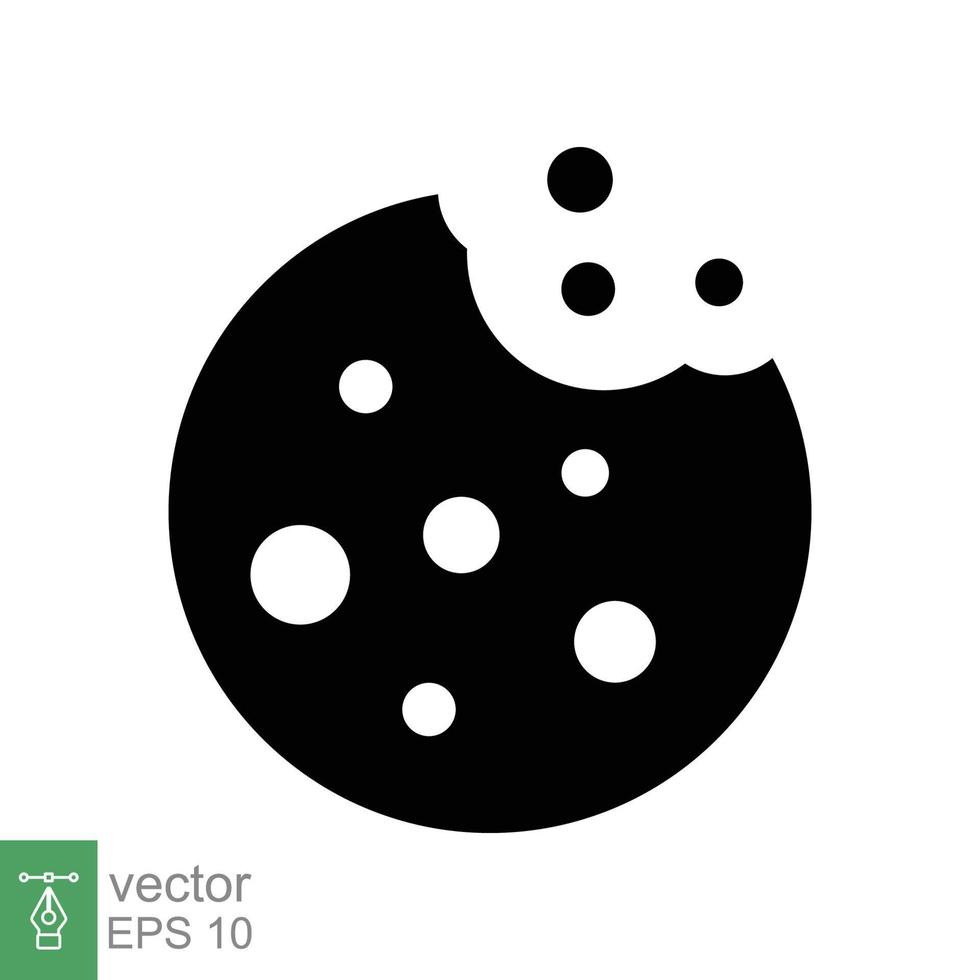 Plätzchen Keks Symbol. einfach solide Stil unterzeichnen. Browser Konzept zum App und Netz Design. Glyphe, Silhouette Symbol. Vektor Illustration isoliert auf Weiß Hintergrund. eps 10.