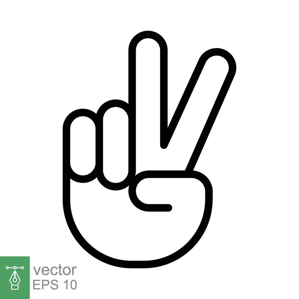 Hand Geste v Zeichen zum Sieg oder Frieden Linie Symbol. einfach Gliederung Stil zum Apps und Webseiten. Vektor Illustration auf Weiß Hintergrund. eps 10.