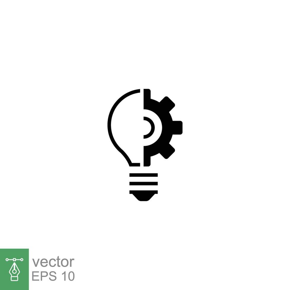 ljus Glödlampa glyf ikon. enkel fast stil. aning med redskap hjul maskin, kreativ, lampa, silhuett glödlampa symbol, inspiration begrepp. vektor illustration isolerat på vit bakgrund. eps 10.