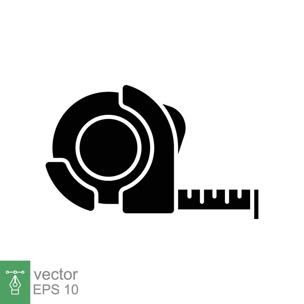 messen Band Symbol. einfach solide Stil. Glyphe, Meter Silhouette, Länge, metrisch, Größe Konzept zum App und Netz. Vektor Illustration isoliert auf Weiß Hintergrund. eps 10.