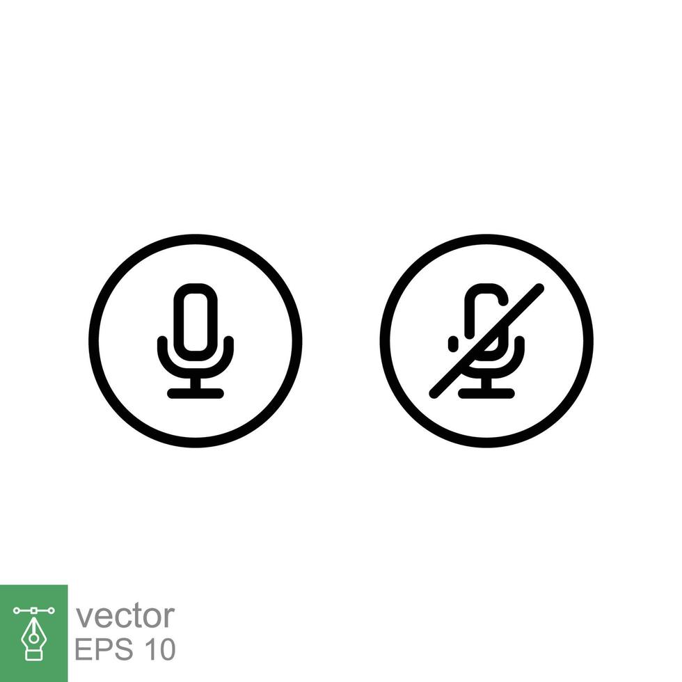 Mikrofon, Audio- und Klang stumm Linie Symbol. einfach Gliederung Stil zum Video Konferenz, Webinar und Video Plaudern. Vektor Illustration isoliert auf Weiß Hintergrund. eps 10.