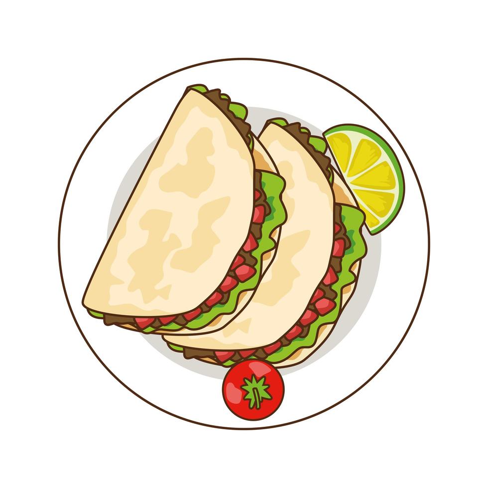 köstliche Tacos Fast-Food-Ikone vektor