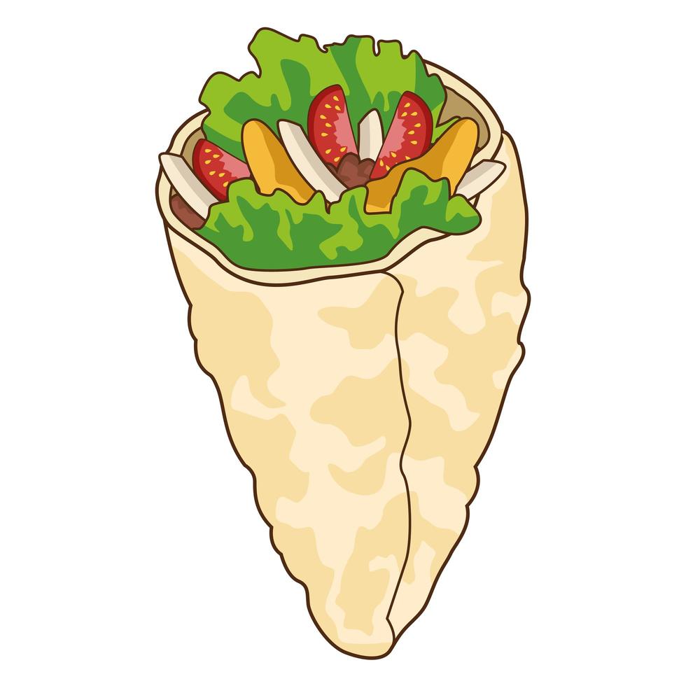 köstliche Burrito Fast Food Ikone vektor