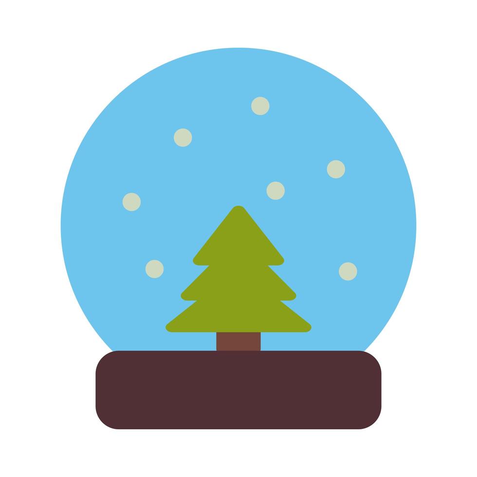god jul snöboll med tall stil ikon ikon vektor