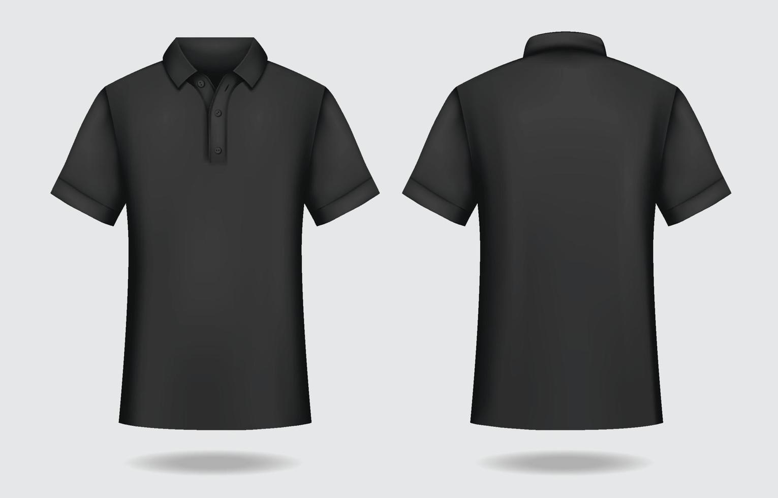 3d svart polo skjorta falsk upp vektor