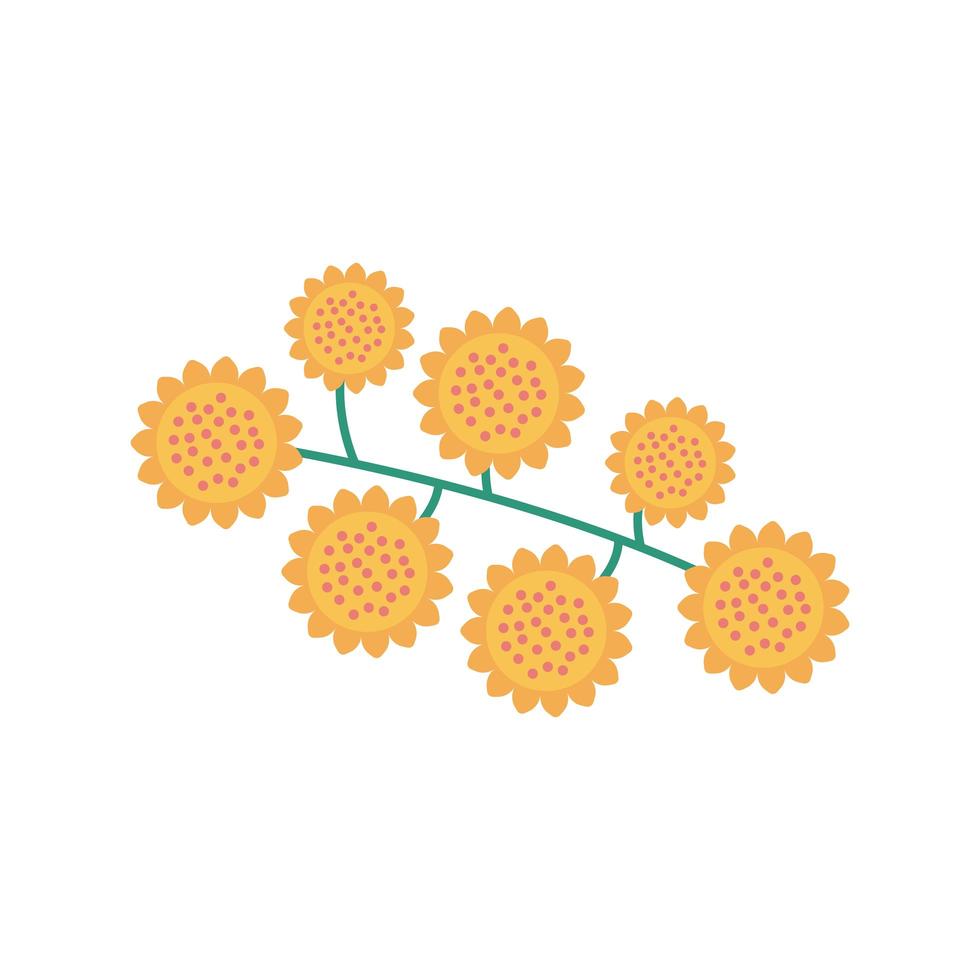 gula blommor trädgård platt element vektor