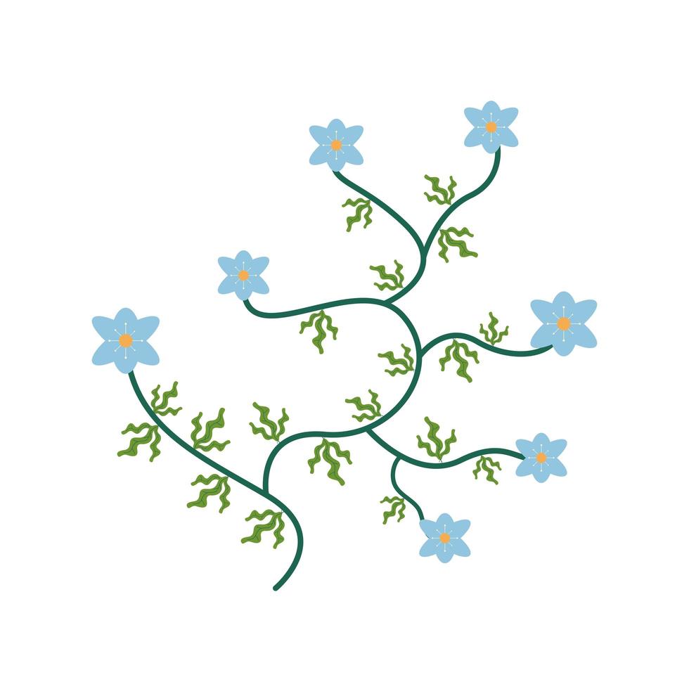 ljusblå blommor trädgård platt element vektor