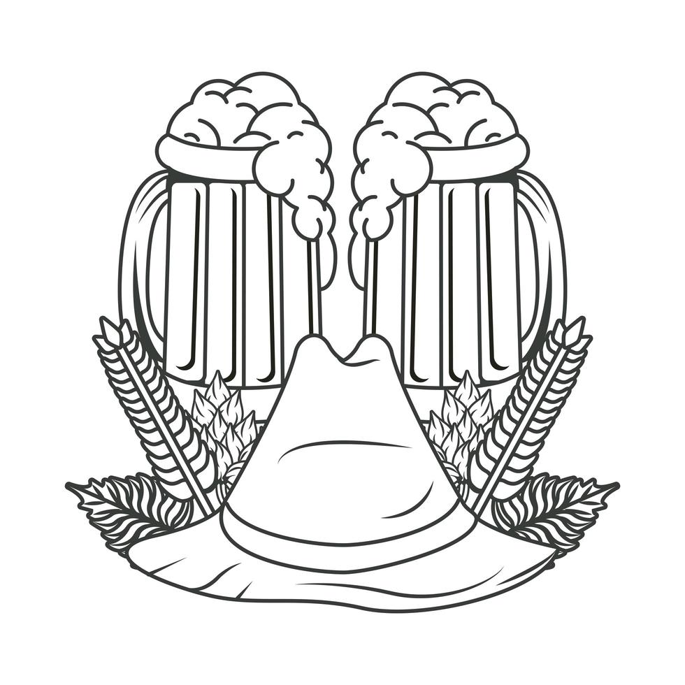 Bierkrüge und Tiroler Hut vektor