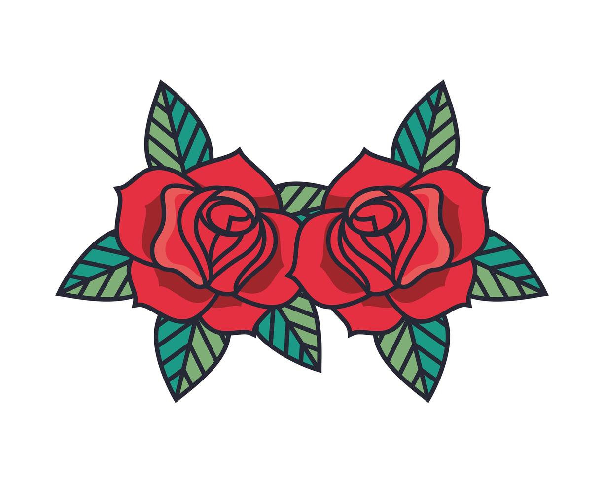 vackra rosor blommor trädgård dekorativa ikon vektor