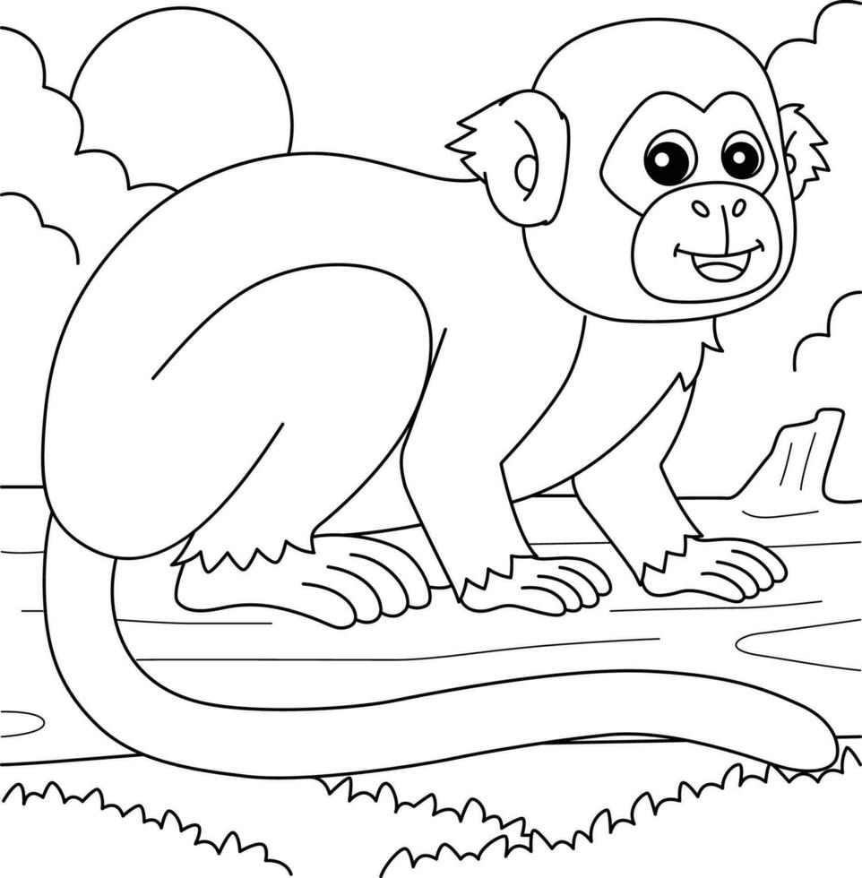 ekorre apa djur- färg sida för barn vektor