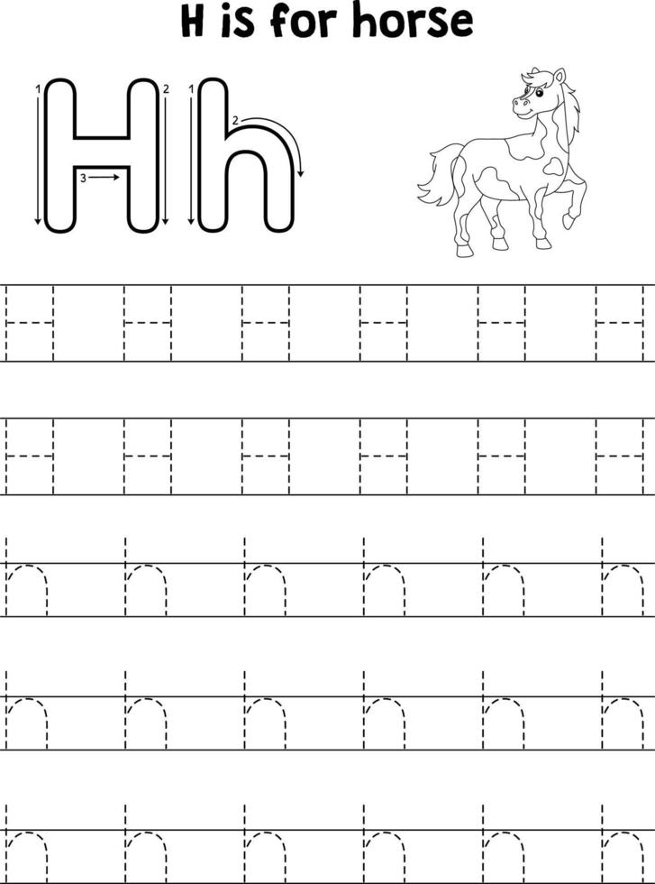Pferd Tier Rückverfolgung Brief ABC Färbung h vektor