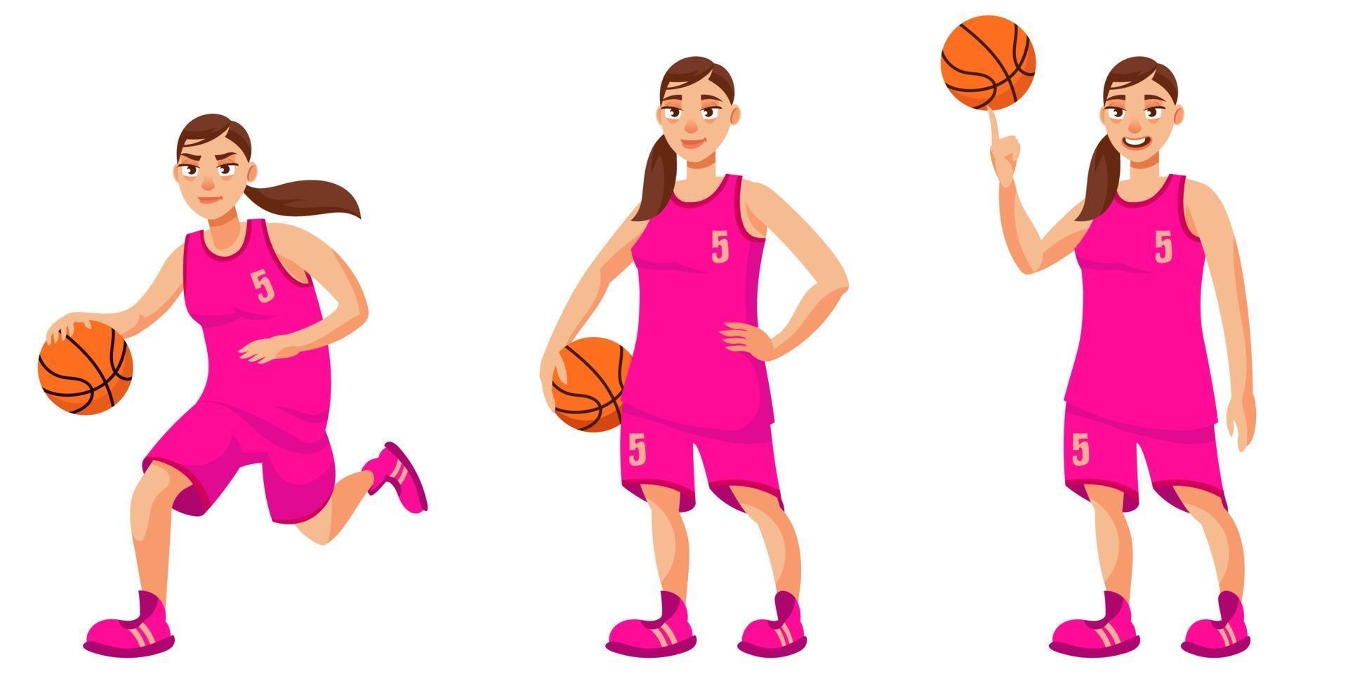 basketspelare i olika poser. vektor