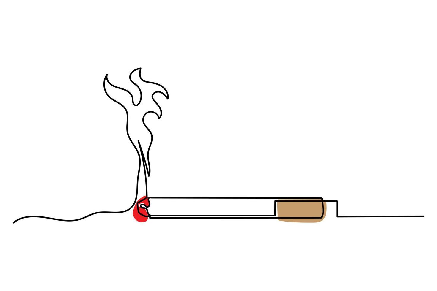 vektor illustration av en enda kontinuerlig linje cigarett