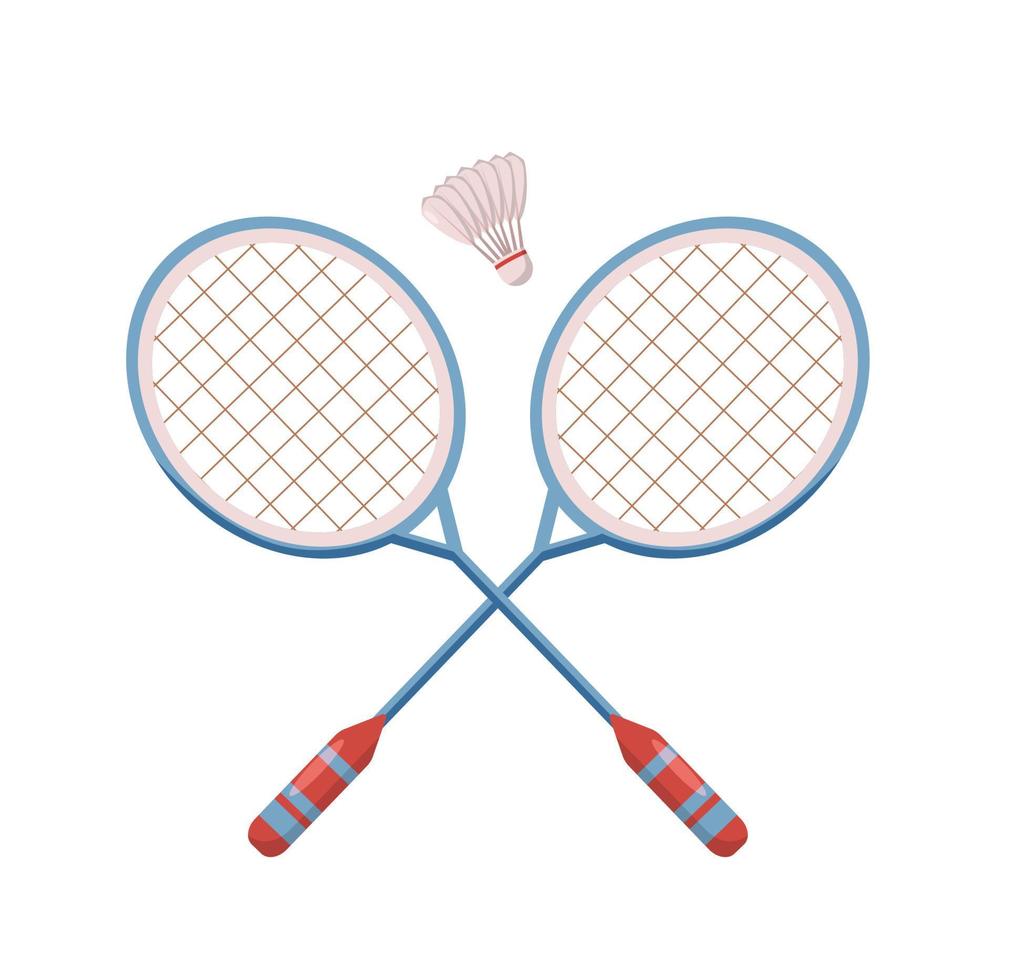 badminton racket med fjäderboll isolerat vektor illustration