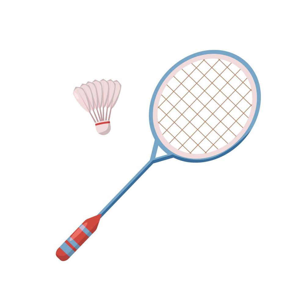 Badmintonschläger mit Federball isolierte Vektorillustration vektor