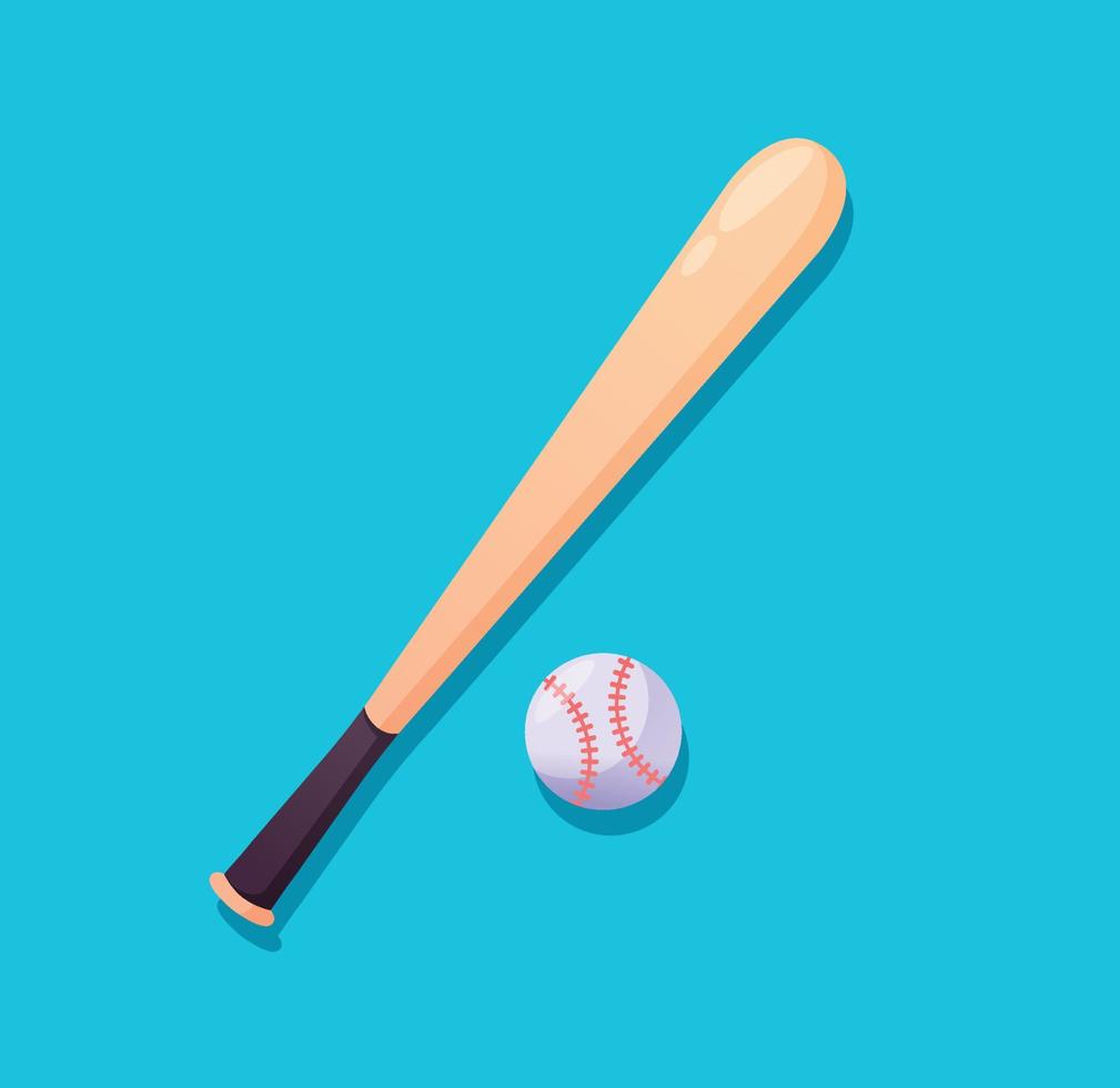 baseboll fladdermus och boll isolerat vektor illustration